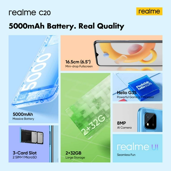 REALME C20 32GB IRON GREY - NEW!! - GARANSI RESMI-5