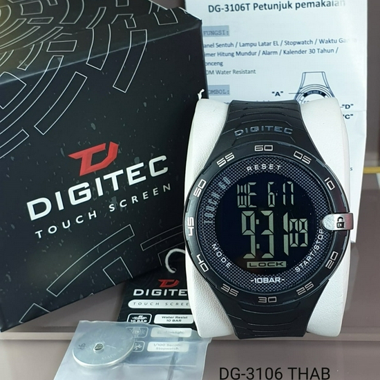 Digitec DG-3106T Jam Tangan Digital Touch Screen Original Rubber Strap - Hitam Silver