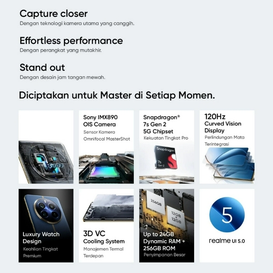 realme 12 Pro Plus 8GB+8GB*|256GB (Periscope Potrait Camera | SONY IMX890 OIS Camera | Snapdragon 7z Gen 2 - Garansi Resmi-5