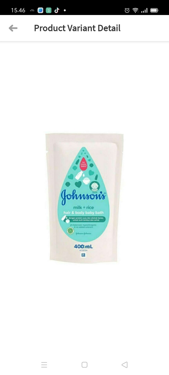 Johnsons baby bath milk rice refil 400ml-2