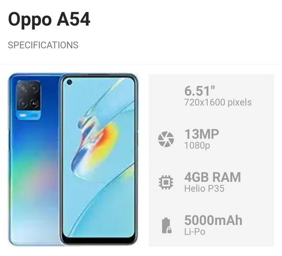 Oppo A54 Ram 6GB Rom 128GB - Garansi Resmi