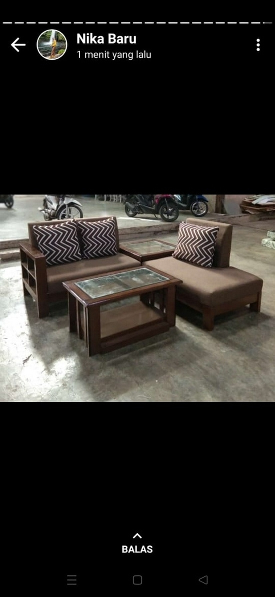 Sofa kayu L minimalis jati