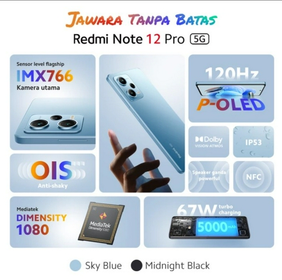 Xiaomi Redmi Note 12 Pro 5G NFC Ram 8GB Rom 256GB - Garansi Resmi -2