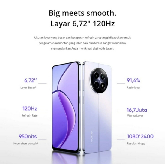 Realme 12 5G 8GB+8GB*|256GB (108MP 3X Zoom Portrait Camera | Mediatek Dimensity 6100+ (6 nm) - Garansi Resmi-2