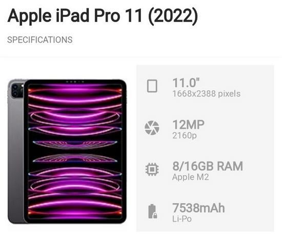 Apple iPad Pro M2 11"(2022) 128GB Wi-Fi Only Original - Garansi Resmi