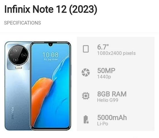 Infinix Note 12 (2023) Ram 8GB Rom 128GB - Garansi Resmi 