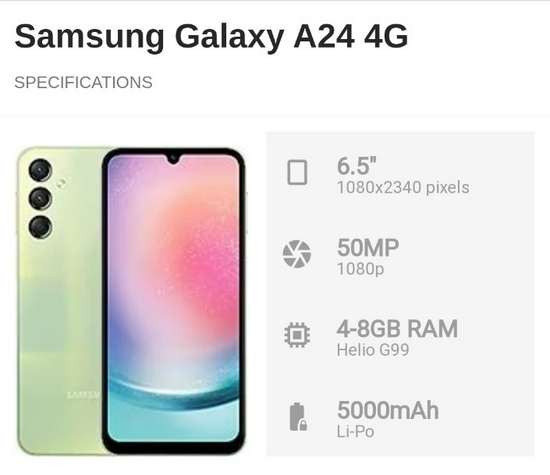 Samsung Galaxy A24 4G Ram 8GB Rom 128GB - Garansi Resmi 