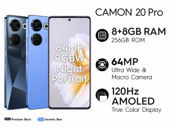 Tecno Camon 20 Pro 4G 8GB/256GB,Mediatek Helio G99 (6 nm),5000mAh 33W - Garansi Resmi