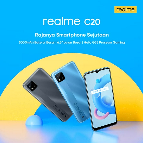 REALME C20 32GB IRON GREY - NEW!! - GARANSI RESMI