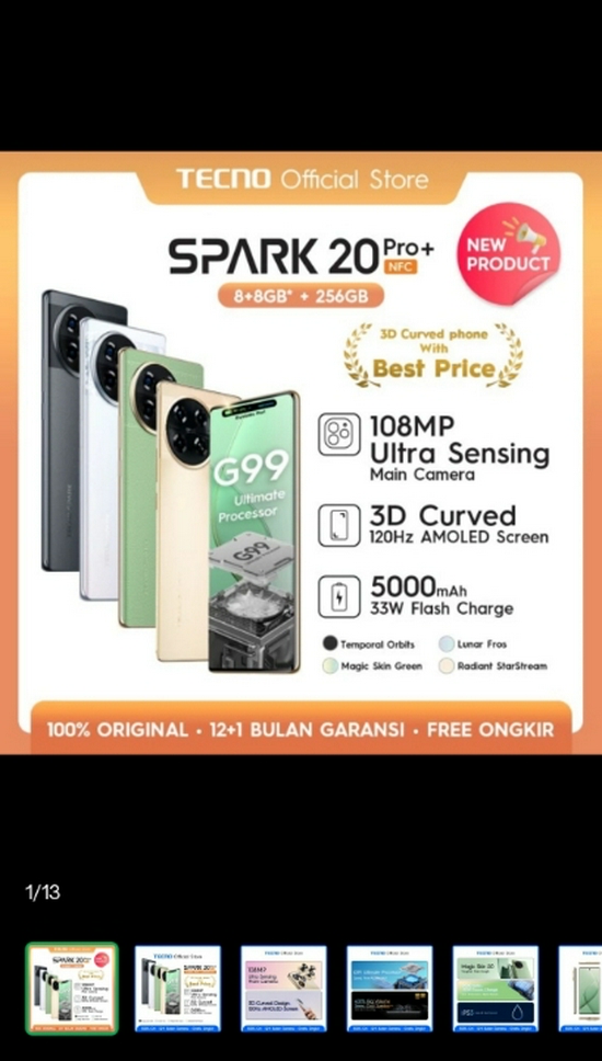 TECNO SPARK 20 PRO PLUS 8/256GB RESMI