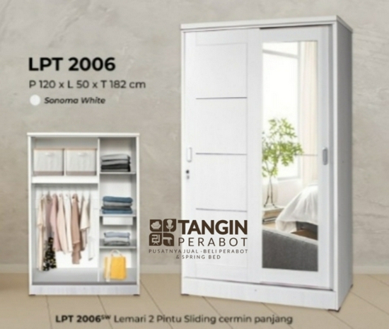 Lemari 2pt sliding cermin panjang