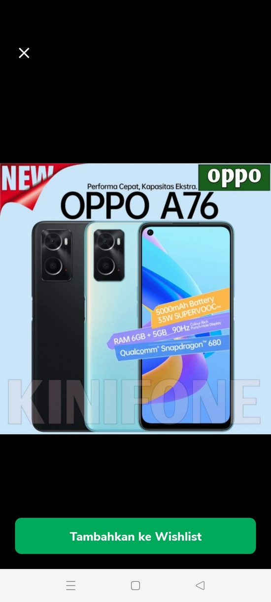 Oppo A76 6/128 garansi resmi 