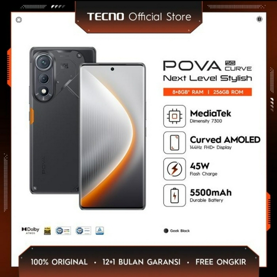 TECNO POVA 7 CURVED 5G 8/256GB RESMI
