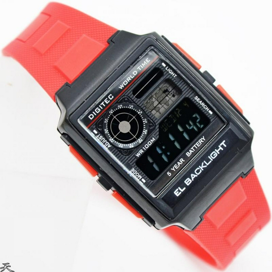 Digitec DG-3077T Jam Tangan Digital Word Time Original Rubber - Merah-2