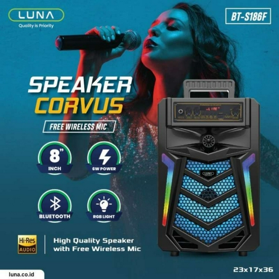 Speaker Bluethoot Portable Luna Corvus TWS Karaouke Garansi Resmi