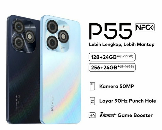 Itel P55 4G NFC RAM 8GB/256GB - Layar 90Hz Punch Hole - UFS memory - 50 MP Kamera utama - Garansi Resmi