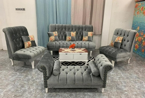 Sofa glamour abu 2+1+1+puk 