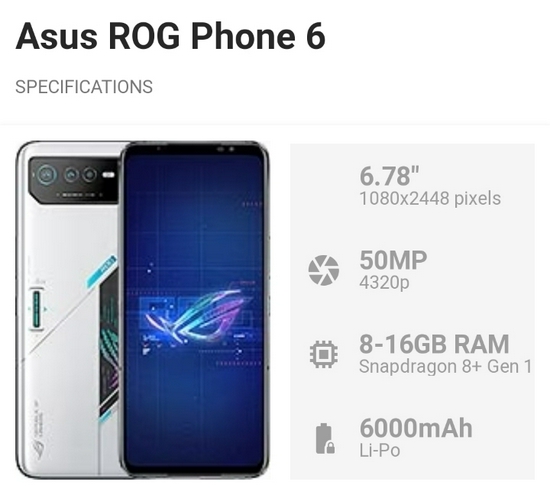 Asus Rog Phone 6 5G Ram 8GB Rom 256GB - Garansi Resmi | Pasarwarga