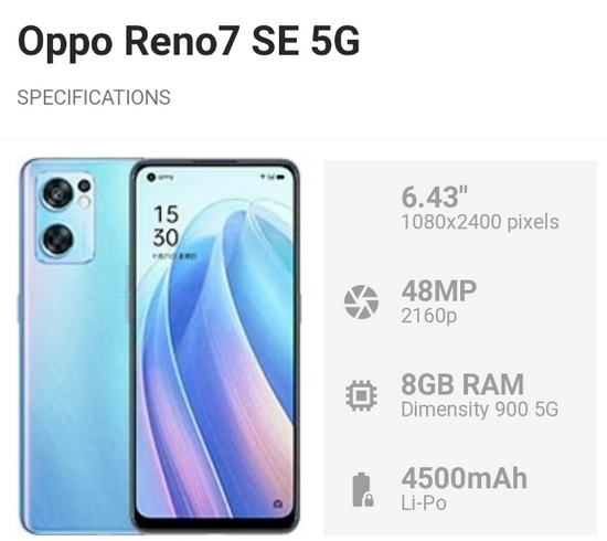 Oppo Reno 7z 5g Ram 8/128