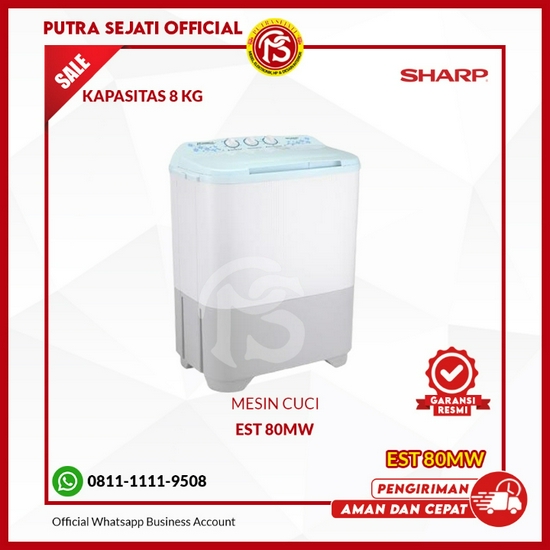 Mesin Cuci 2 tabung Sharp 7kg EST-80MW