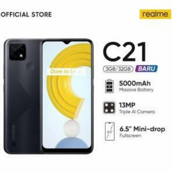 REALME C21 3GB 32GB CROSS BLACK - NEW PRODUK - GARANSI RESMI
