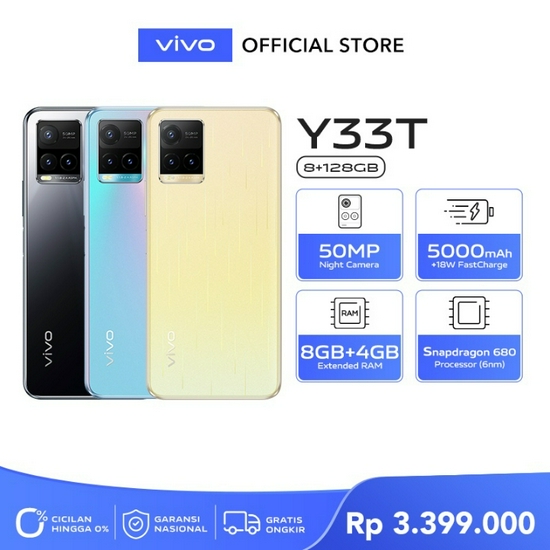 Vivo Y33T 8/128 RAM 8GB ROM 128GB Snapdragon 680 Battery 5000mAh