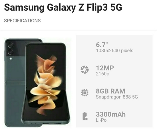 Samsung Galaxy Z Flip3 5G Ram 8GB Rom 256GB - Garansi Resmi