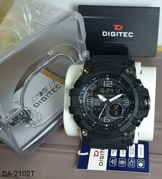 Jam Tangan Digitec DA-2102T Dual Time Original Rubber Strap - Hitam