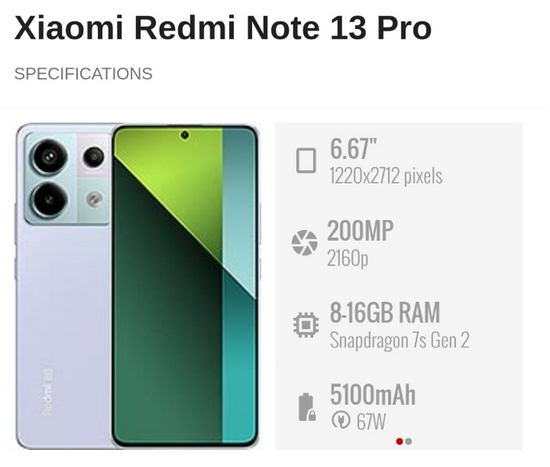 Xiaomi Redmi Note 13 Pro 5G 12/512GB Snapdragon 7s Gen2 Kamera 200MP Garansi Resmi