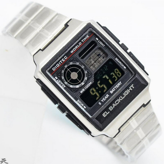 Digitec DG-3078T Jam Tangan Digital World Time Original - Silver Hitam-2