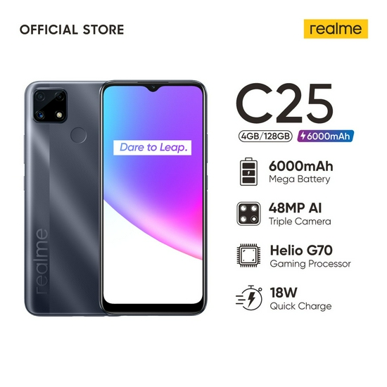 REALME C25 4GB 128GB WATER GRAY - NEW PRODUK - GARANSI RESMI