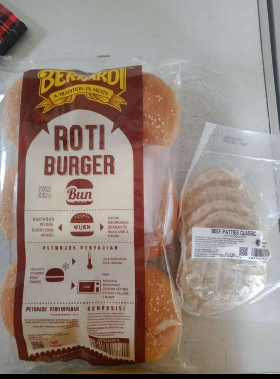 Paket Roti Burger Wijen isi 6+Beef Patties
