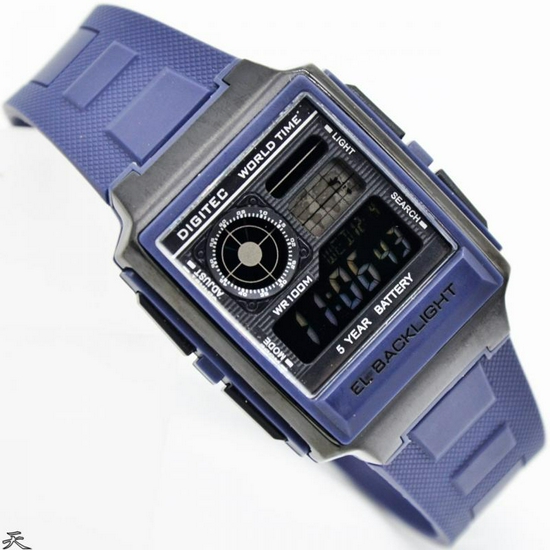 Digitec DG-3077T Jam Tangan Digital Word Time Original Rubber - Biru