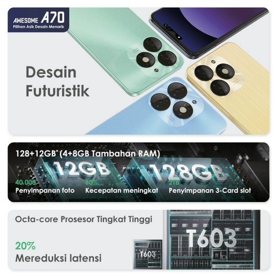 itel A70 4GB/128GB - 13MP Super HDR Camera - Big Screen with Dynamic Bar - 5000mAh Big Battery - Garansi Resmi-4