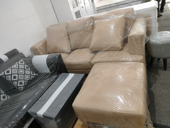 Sofa L minimalis Oscar coklat 