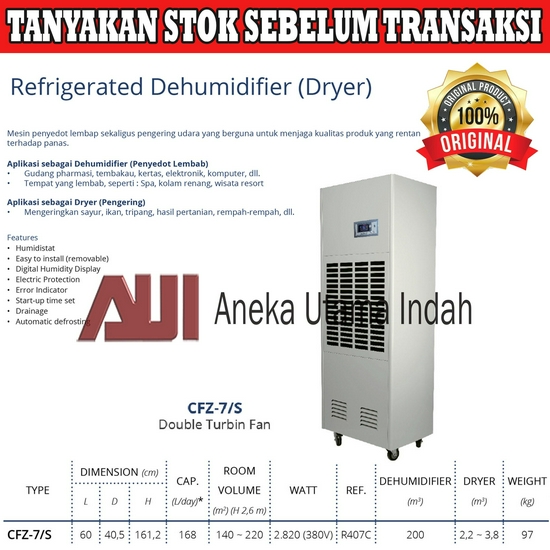 Gea CFZ-7/S Refrigerated Dehumidifier Double Turbin Fan - Pengering