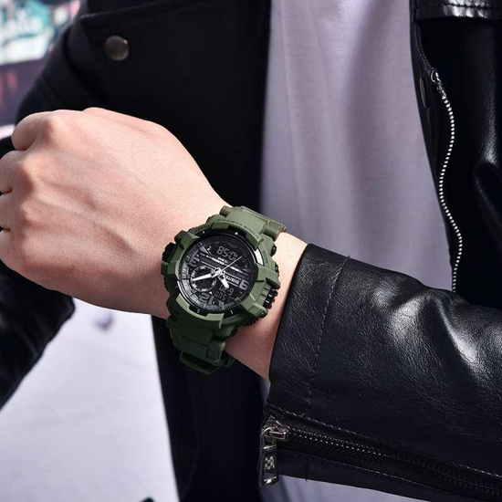 Digitec DA-2175T Jam Tangan Pria Dual Time Original Rubber-Hijau-5